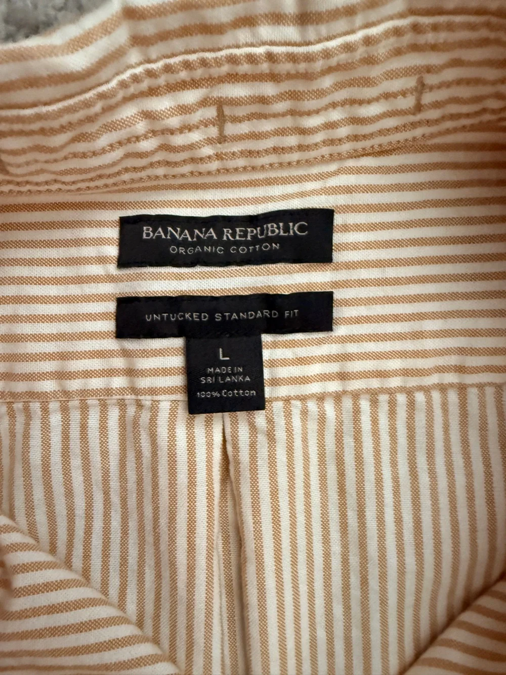 Banana Republic Cream and Tan Striped Dress Shirt